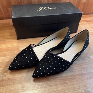J. Crew Black Pointed Toe Studded Flats